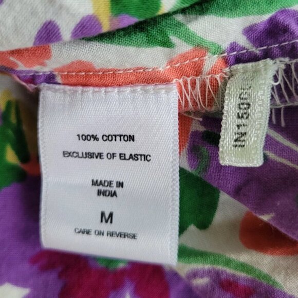 Lilac Floral Puff-Sleeve 100% Cotton Midi Dress - New York & Co M - Picture 10 of 12